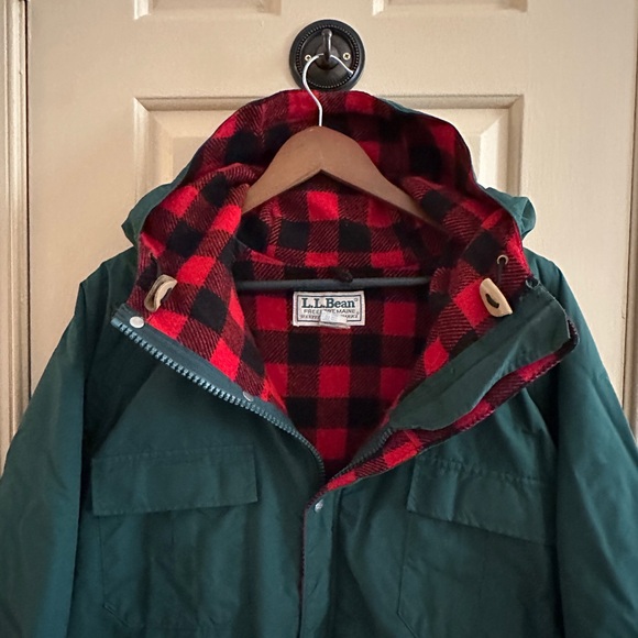 L.L. Bean Baxter State Parka Jacket Vintage Buffalo Plaid Wool Lining Men’s L - Picture 3 of 9
